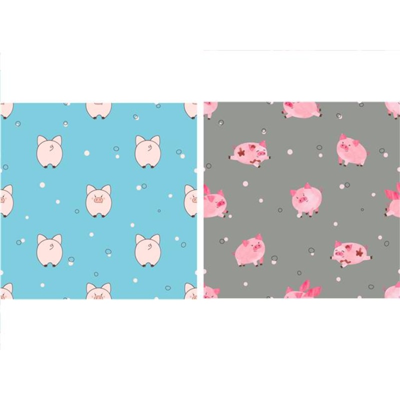 Embers 2 Swedish Printed One Side Tea Towels Pigs – Washable – Reusable 7.5×6.75in