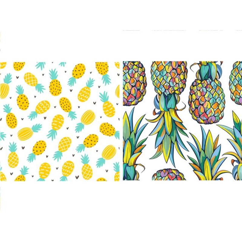Embers 2 Swedish Printed One Side Tea Towels Pineapple – Washable – Reusable 7.5×6.75in