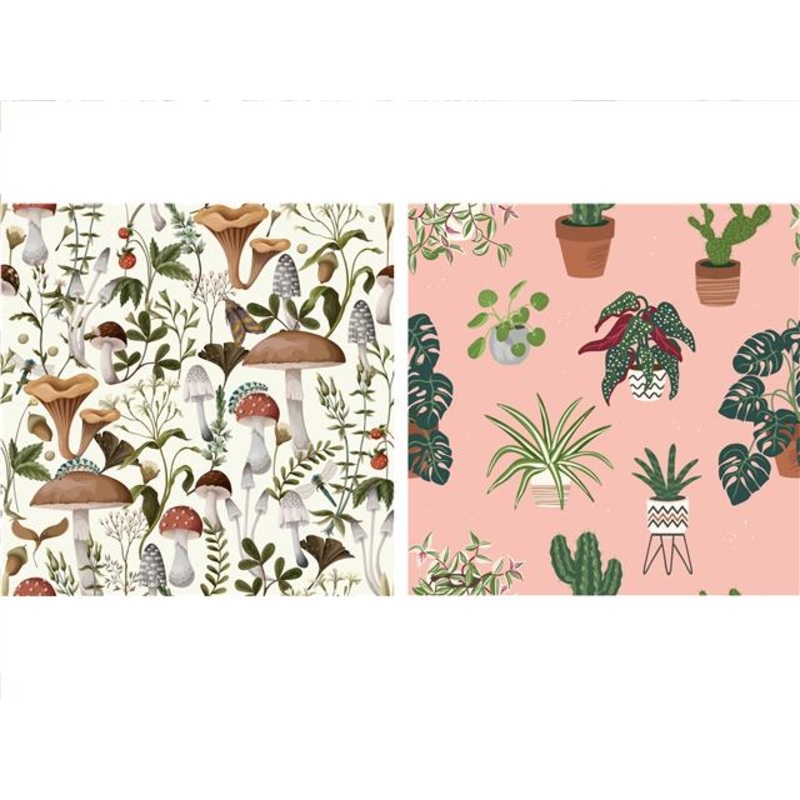 Embers 2 Swedish Printed One Side Tea Towels Plants – Washable – Reusable 7.5×6.75in
