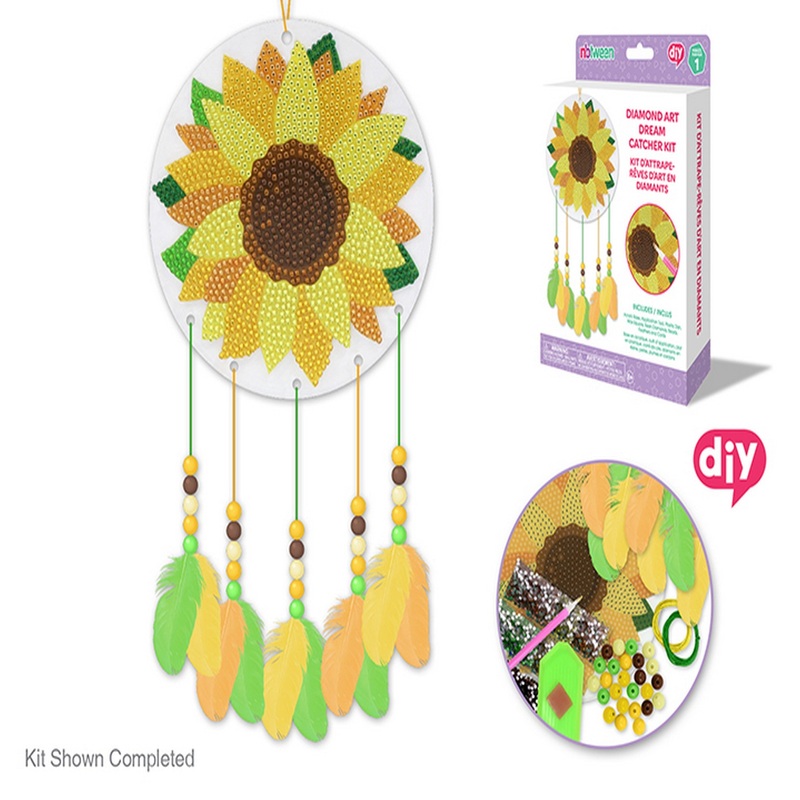 Krafty Kids DIY Diamond Painting Dream Catcher Kit – Sunflower Age 8+  5.8in dia.