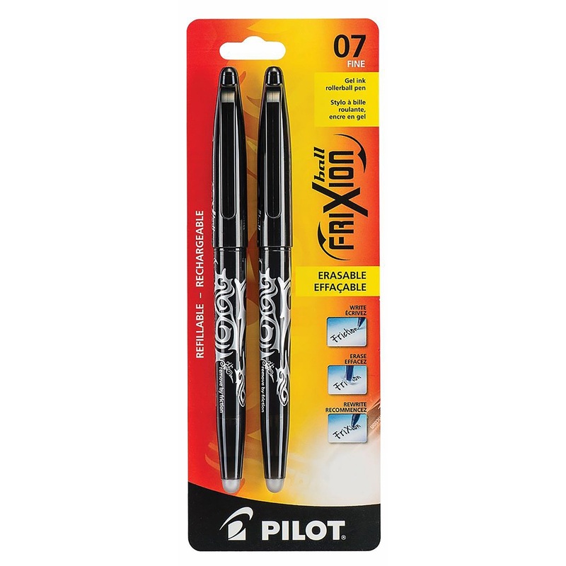 Pilot Frixion 2 Erasable Pens – Black Gel Ink 0.7mm