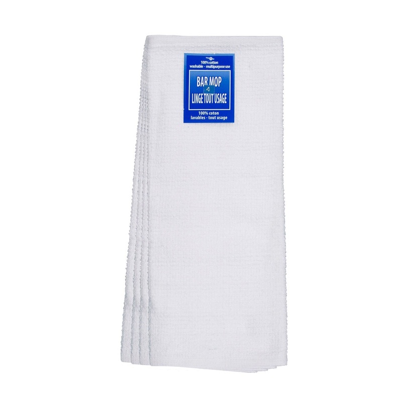 4 Ribbed Terry Bar Mop 100% Cotton – White 16x19in