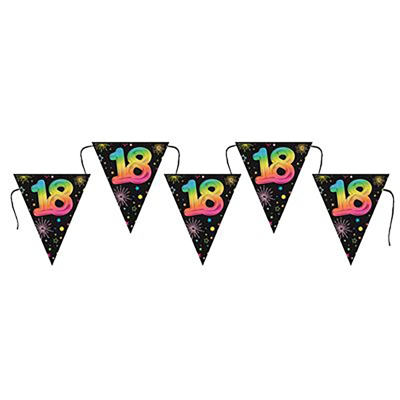 Festicolor Age 18 Cardboard Flag Banner – Black Background 118in