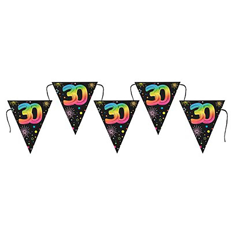 Festicolor Age 30 Cardboard Flag Banner – Black Background 118in