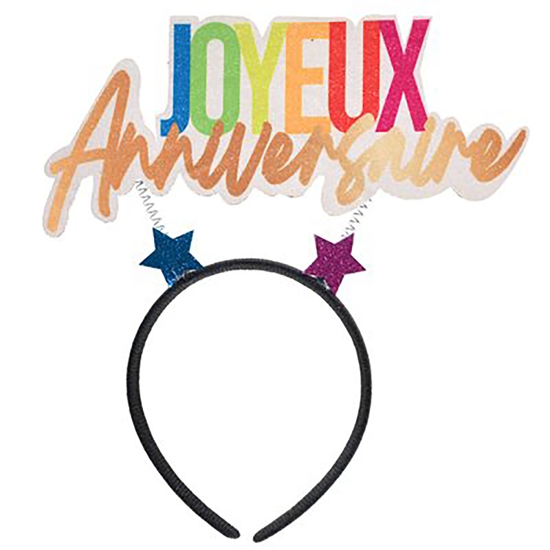 Festicolor Black Headband – Joyeux Anniversaire – Foam Topper 8.3×9.8in