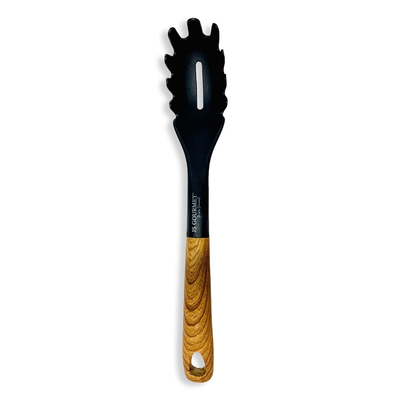 JS Gourmet Ergonomic Wood Handle Pasta Spoon 12.5in