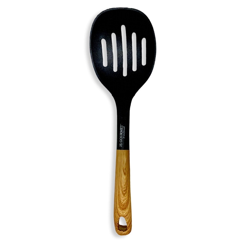 JS Gourmet Ergonomic Wood Handle Slotter Skimmer 13.25×4.1in