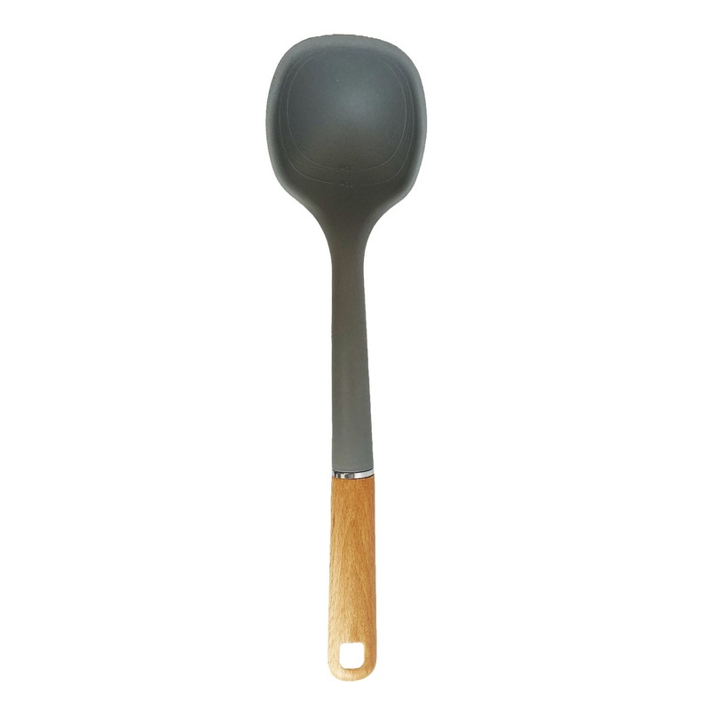 Silicone Ladle with Beechwood Handle. Heat Resistant and Non-stick 13.5in