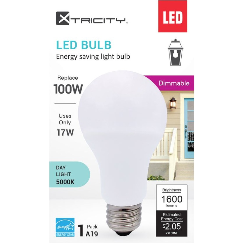 Xtricity A19 Led Day Light Dimmable 17W Light Bulb E26 Base