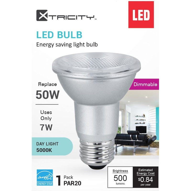 Xtricity PAR20 Led Day Light Dimmable 7W Light Bulb E26 Base