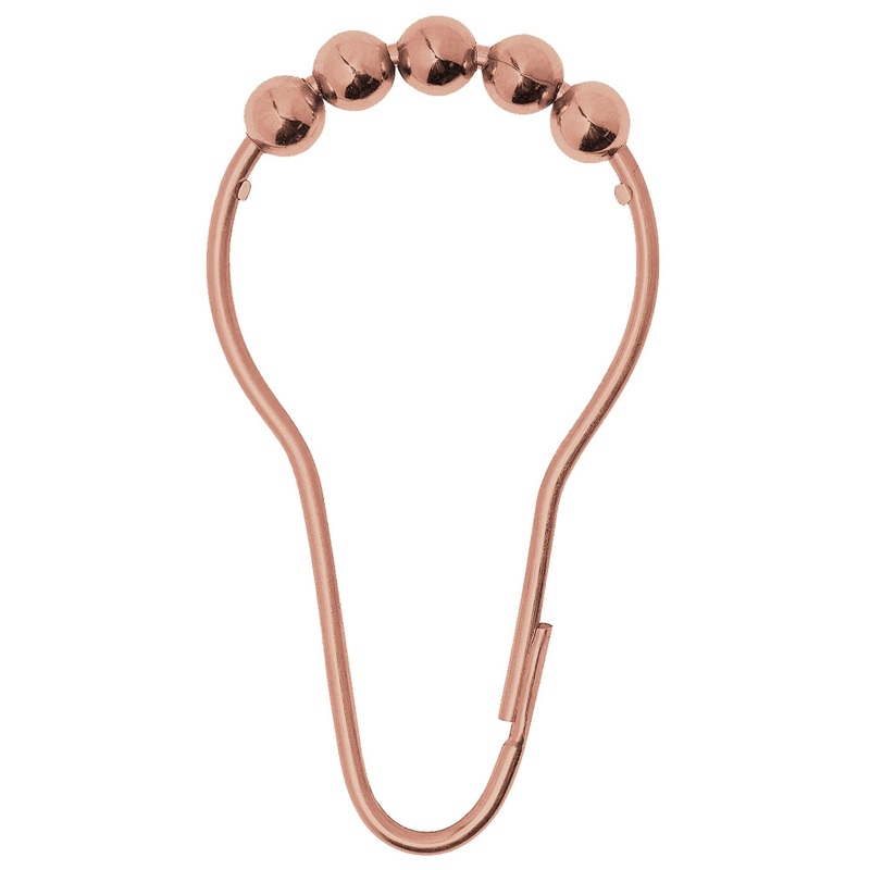 12 Metal Roller Shower Curtain Hooks – Rose Gold 5×1.6in