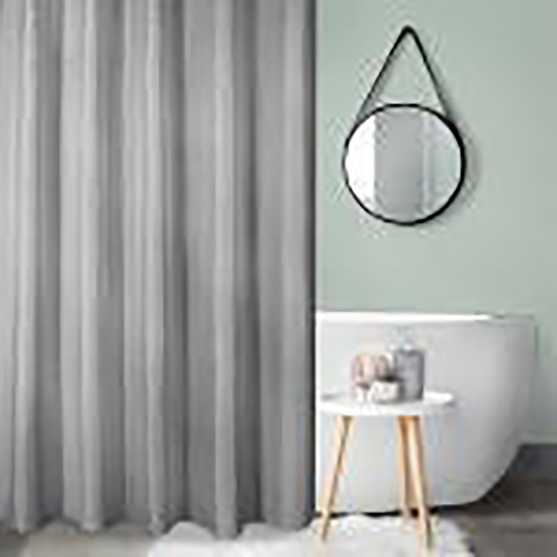 Fabric Shower Curtain with 12 Hooks 100% Polyester – Grey 70x72in