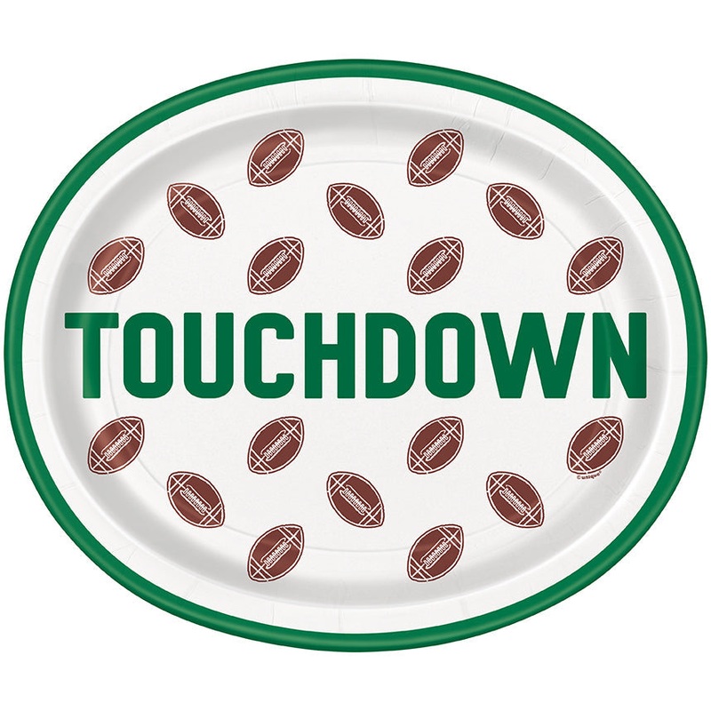 Football Toss 8 Oval Paper Plates 12in