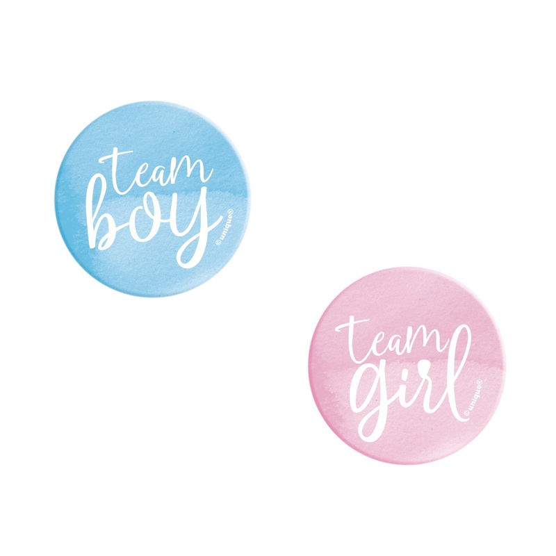Gender Reveal Party 10 Team Girl / Team Boy Buttons