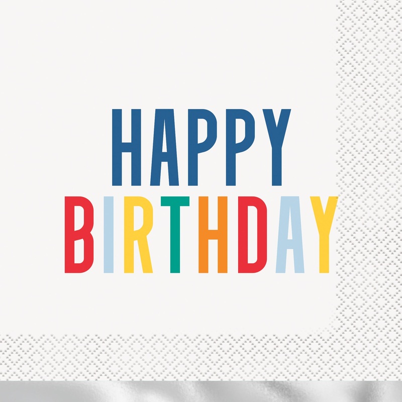 Happy Birthday Dots 16 Luncheon Napkins with Foil 12.75×12.75in