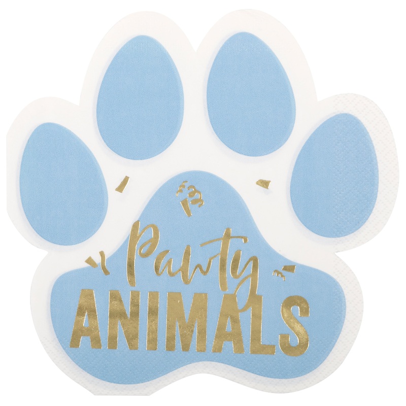 Paw Party 16 Paw Shaped Luncheon Napkins with Foil 11.5×11.5in