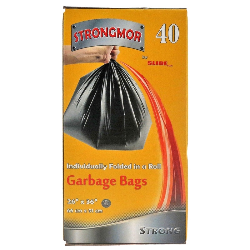 Slide 40 Black Garbage Bags 26x36in