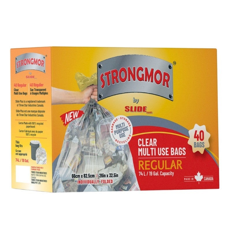 Slide 40 Clear Garbage Bags 26×32.5in