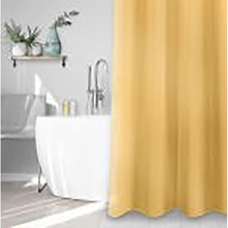 Textured Fabric Shower Curtain with Buttonholes 100% Polyester – Yellow 70x72in