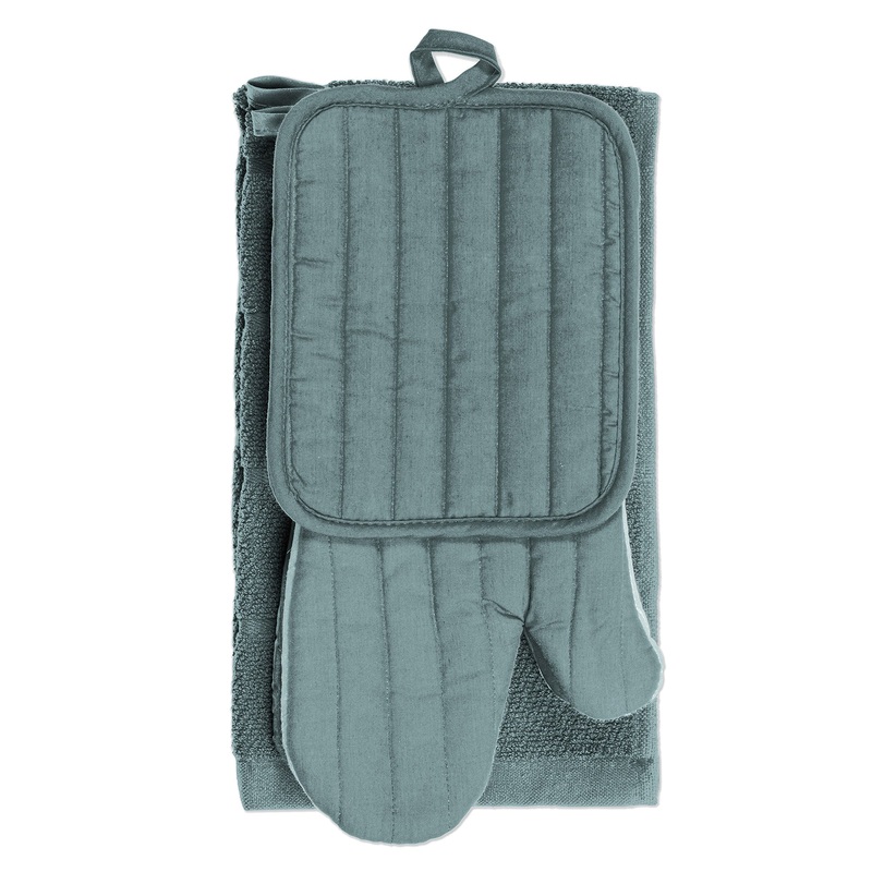 Woven Kitchen Set 4pcs – Polyester/Cotton Blend Aqua – Towel 15x25in