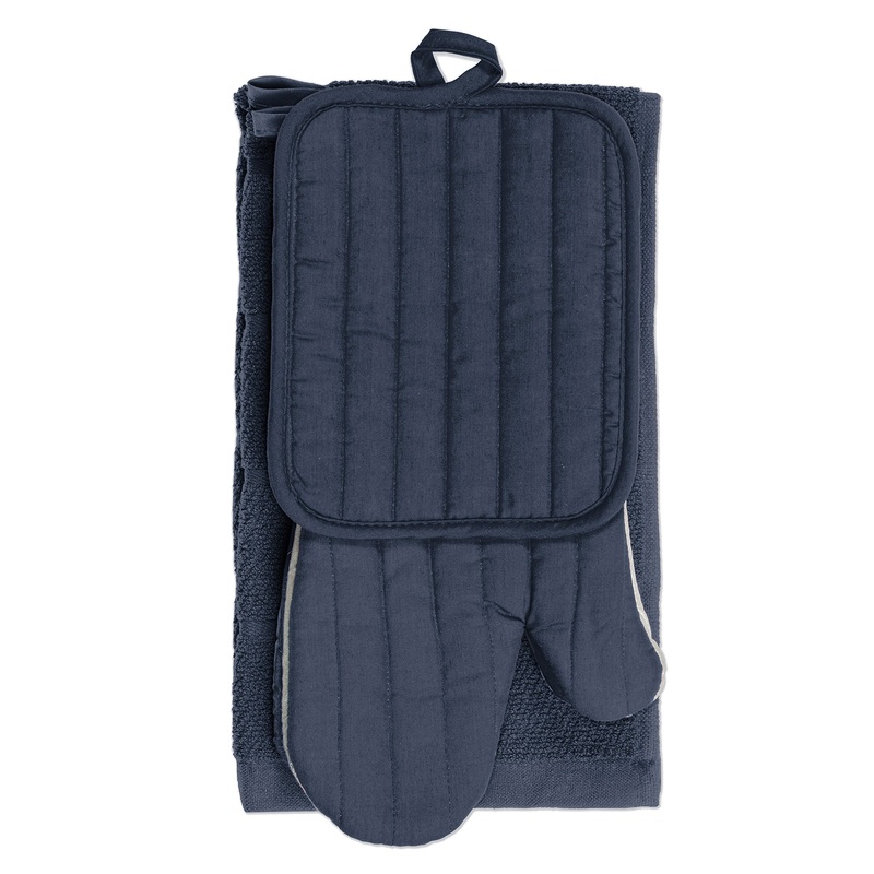 Woven Kitchen Set 4pcs – Polyester/Cotton Blend Denim – Towel 15x25in