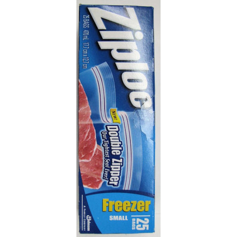 Ziploc 25 Double Zipper Closure Freezer Bags 7x5in 470ml