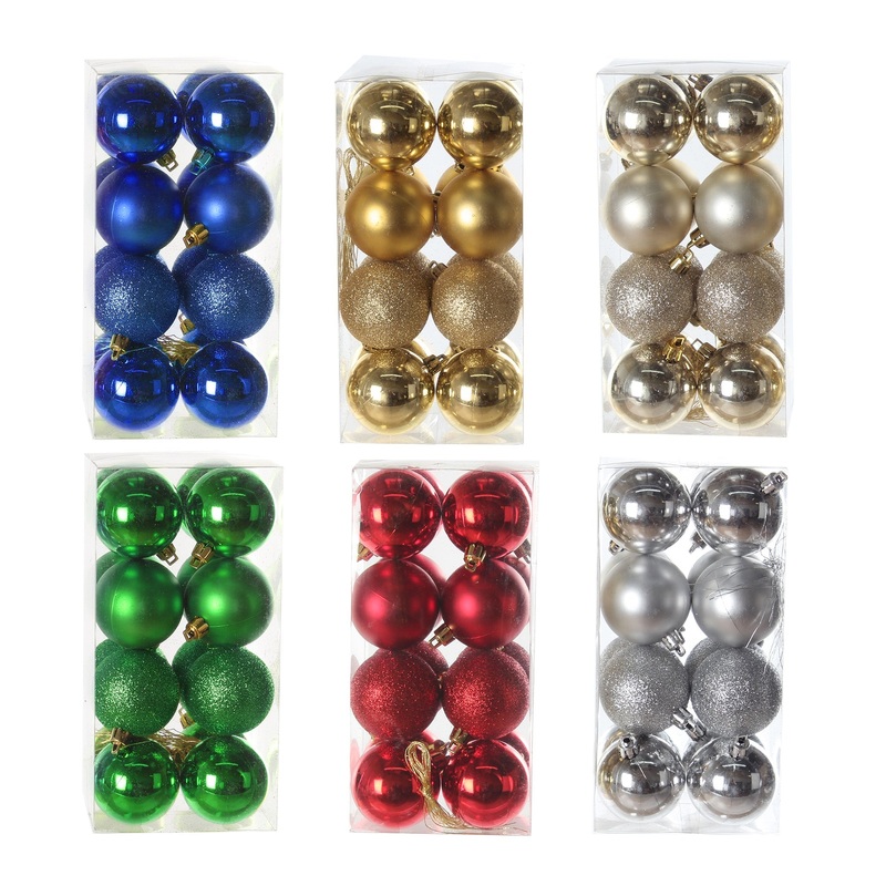 Christmas 16 Hanging Shatterproof Balls Shiny, Matte and Glitter 2in