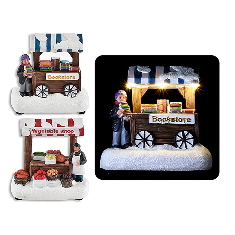 Christmas LED Light-up Winter Store Polyresin 4in