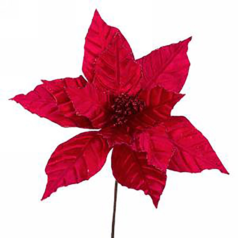 Christmas Red Poinsettia Stem