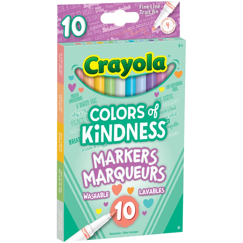 Crayola Colors of Kindness 10 Markers – Fine Line – Washable and Nontoxic 5+