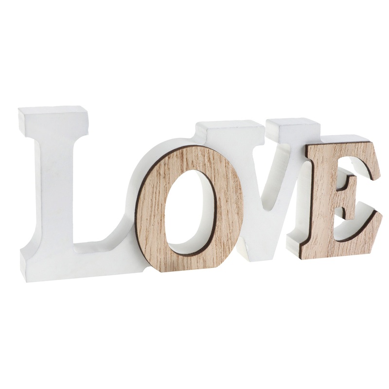 Love Decorative Sign White and Natural 5.5×0.5×2.4in