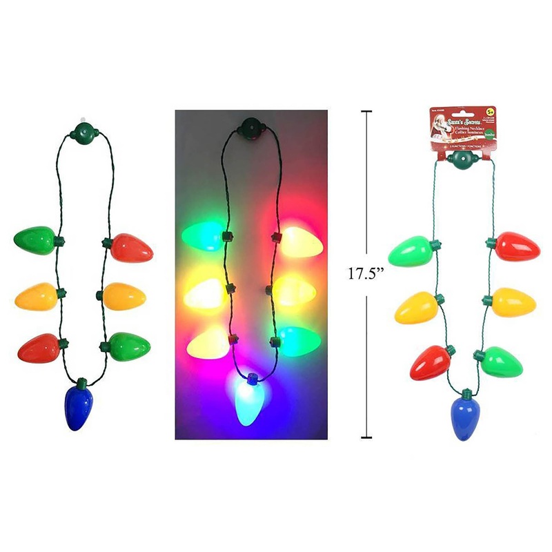 Santa Secrets Jumbo Bulb Necklace 7 LED 2.5in Bulbs 25in