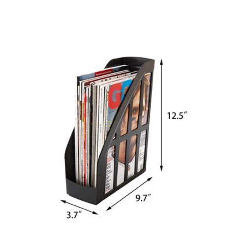 Storex Black Magazine Holder – Plastic 12.5×9.7×3.7in