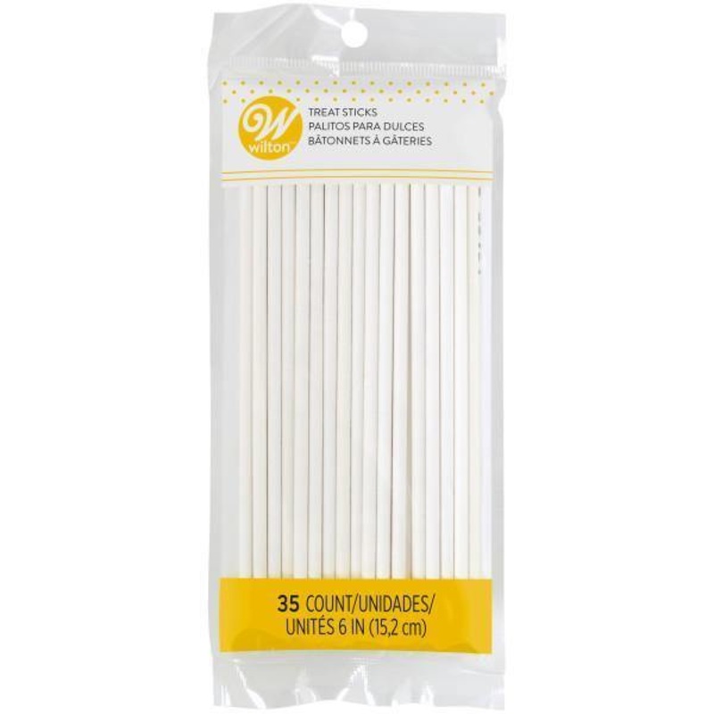 Wilton 35 Treat Sticks White Plastic 6in 0.13in thick