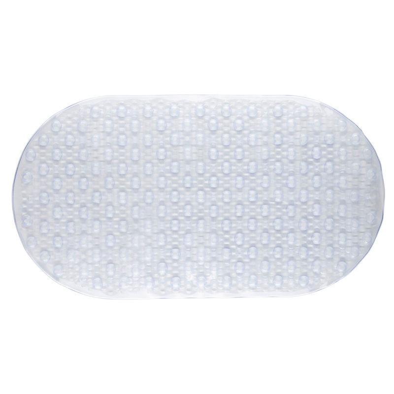 100% Pvc Bath Mat – Transparent Oval 15.4×27.6in