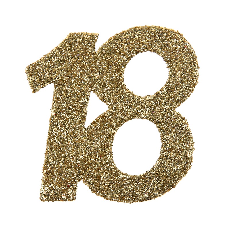 Age 18 6 Small Decorations Gold Glitter 2.4×2.4in