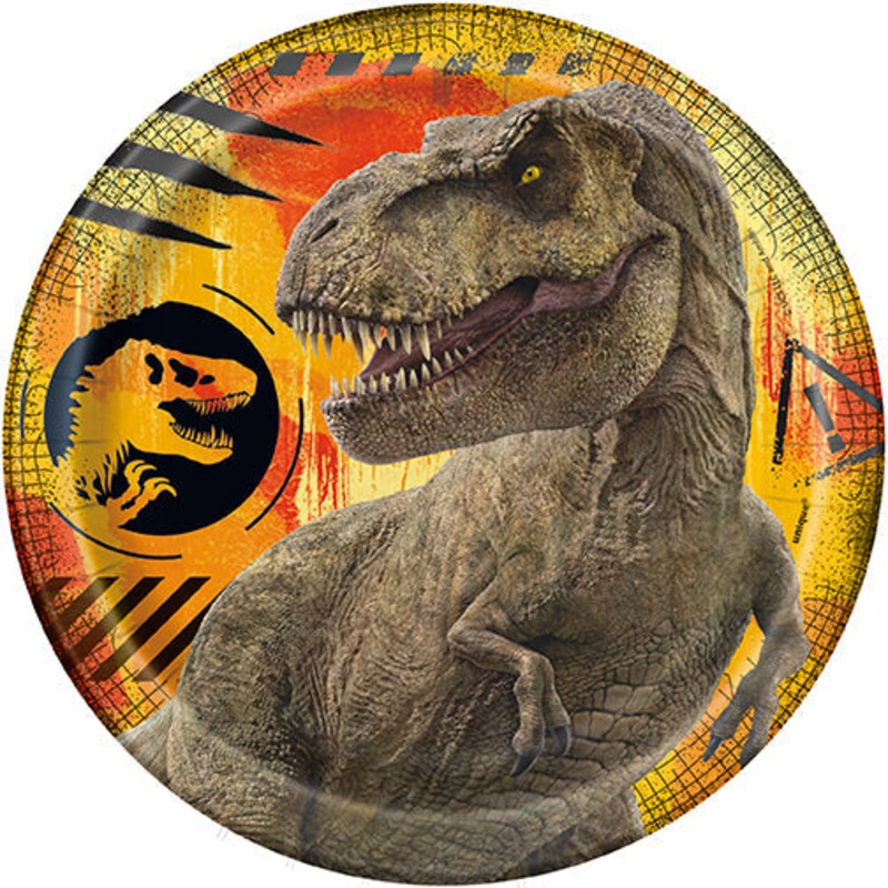 Jurassic World 8 Round Paper Plates 7in