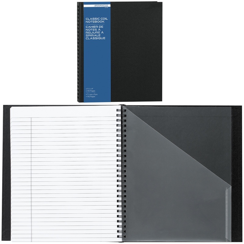 Merangue Classic Coiled Hard Cover Black Notebook – 192 Pages 9×7.25in