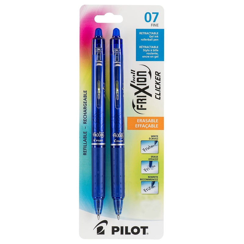 Pilot Frixion 2 Erasable and Retractable Pens – Blue Gel Ink 0.7mm