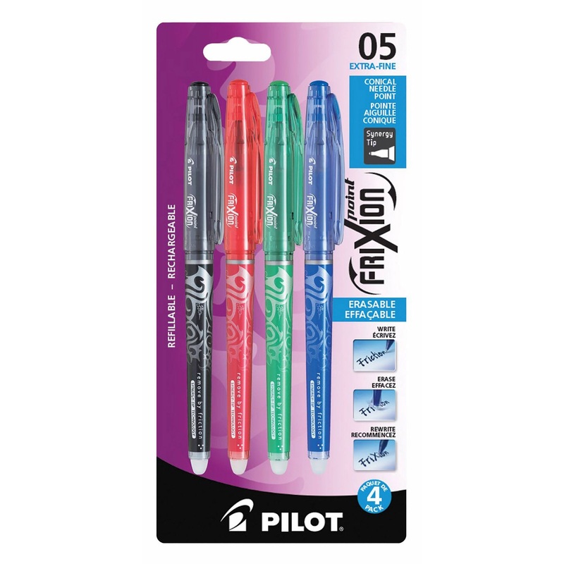 Pilot Frixion 4 Erasable Pens – Assorted Color Inks 0.5mm
