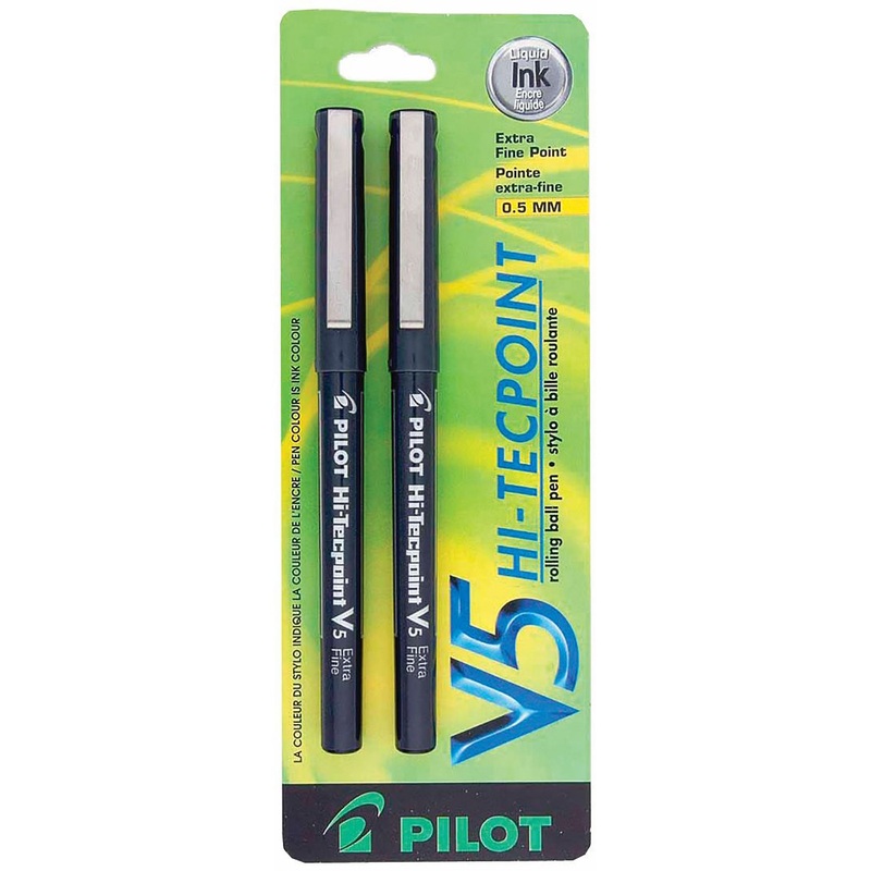 Pilot Hi-Tecpoint 2 Pens – Black Liquid Ink 0.5mm