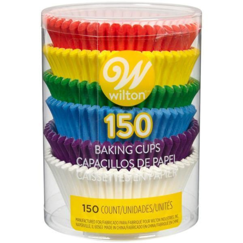 Wilton 150 Paper Baking Cups Rainbow Color 2.5in