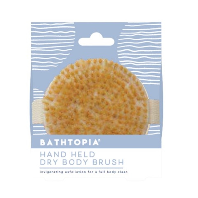 Bathtopia Hand Held Dry Body Brush – Natural 3.75in dia.