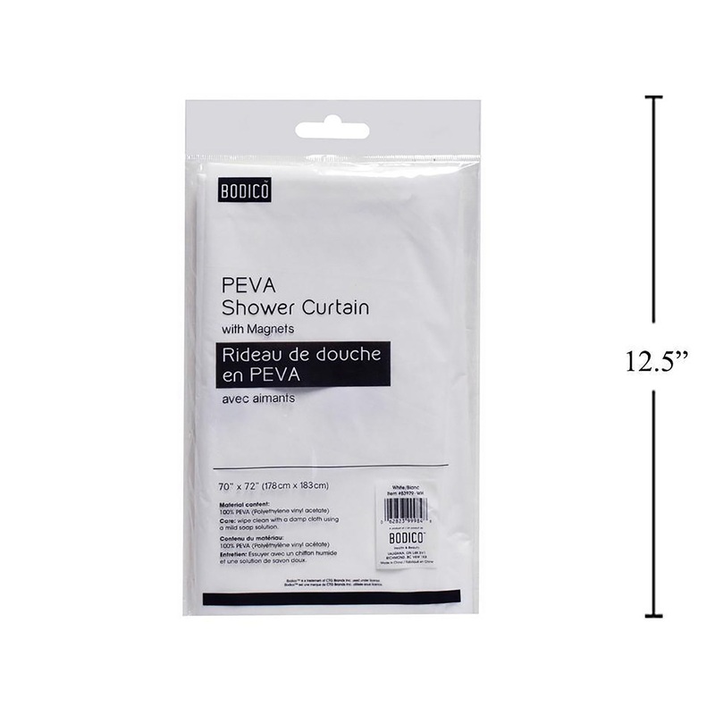 Bodico Shower Curtain Liner White PEVA with Magnets 70x72in
