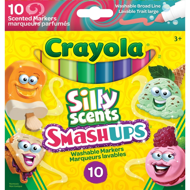 Crayola Silly Scents 10 Smashups Markers – Broad Line – Washable and Nontoxic 3+