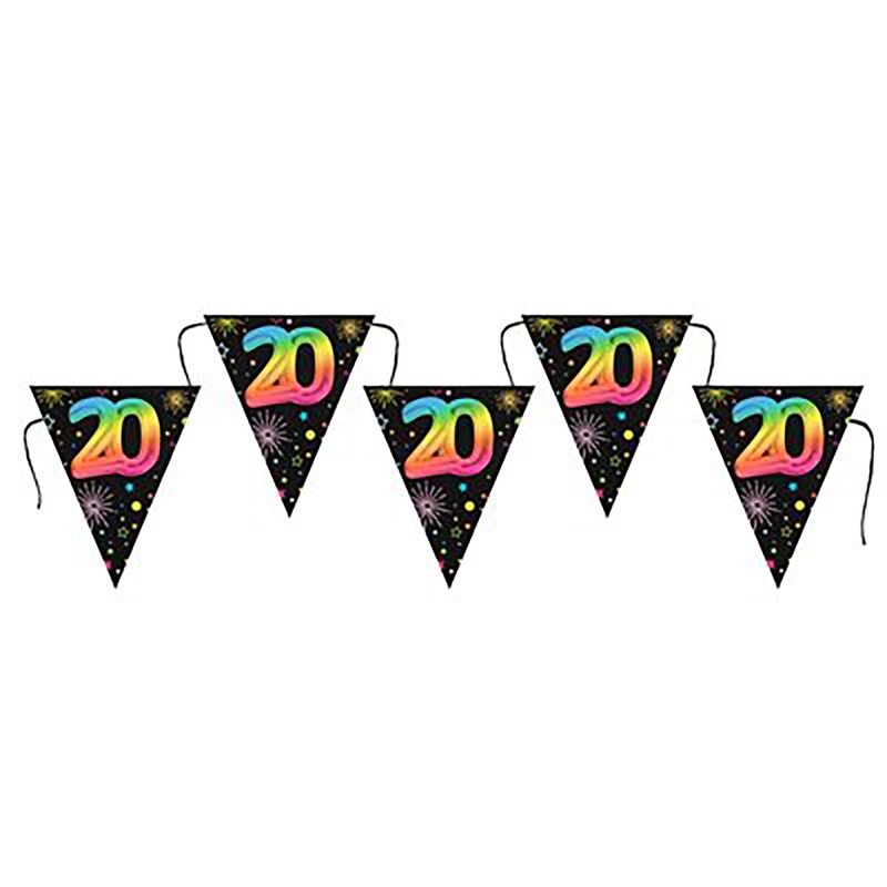 Festicolor Age 20 Cardboard Flag Banner – Black Background 118in