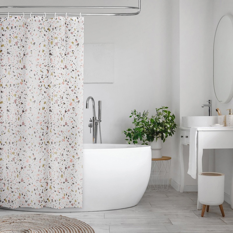Peva Printed Shower Curtain with Metal Grommets – Terracota 70x72in
