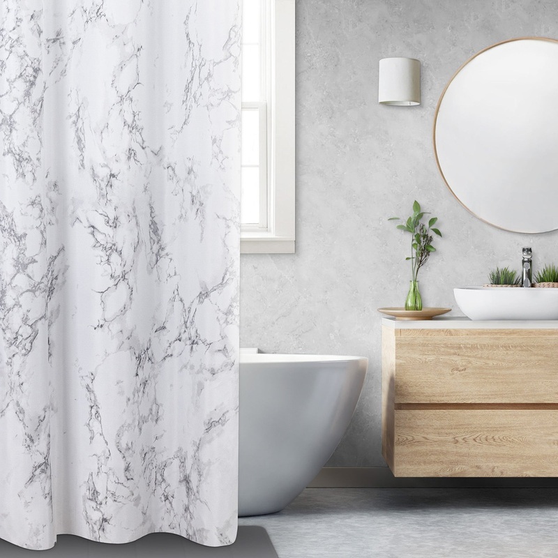 Printed Fabric Shower Curtain 100% Polyester – Marble 70x72in