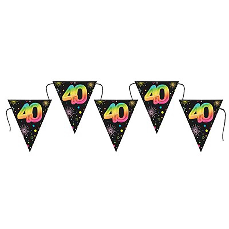 Festicolor Age 40 Cardboard Flag Banner – Black Background 118in