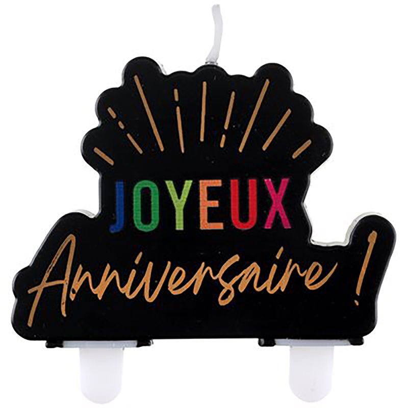 Festicolor Black Birthday Candle – Joyeux Anniversaire 3.1×2.9in